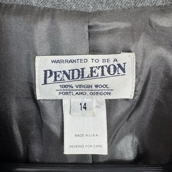 vtg PENDLETON Pure New Wool Blazer Jacket 14 Gray‎ 100% Wool Made in USA 90s - Picture 6 of 7